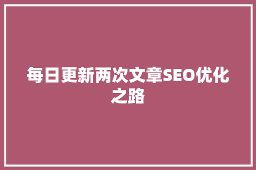 每日更新两次文章SEO优化之路