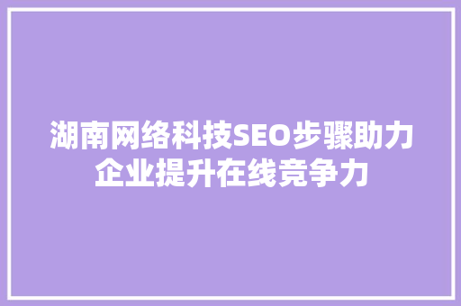 湖南网络科技SEO步骤助力企业提升在线竞争力