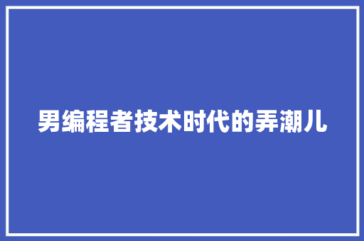 男编程者技术时代的弄潮儿