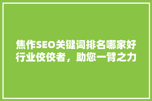 焦作SEO关键词排名哪家好行业佼佼者，助您一臂之力
