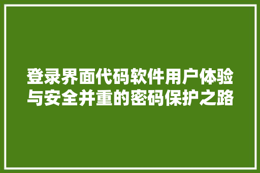 登录界面代码软件用户体验与安全并重的密码保护之路