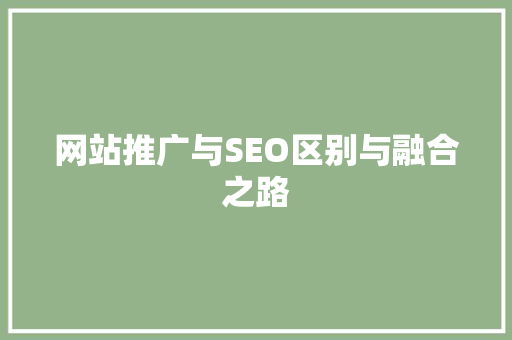 网站推广与SEO区别与融合之路