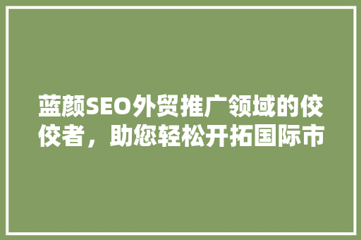 蓝颜SEO外贸推广领域的佼佼者，助您轻松开拓国际市场