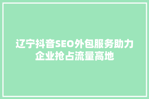 辽宁抖音SEO外包服务助力企业抢占流量高地