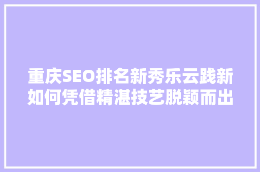 重庆SEO排名新秀乐云践新如何凭借精湛技艺脱颖而出