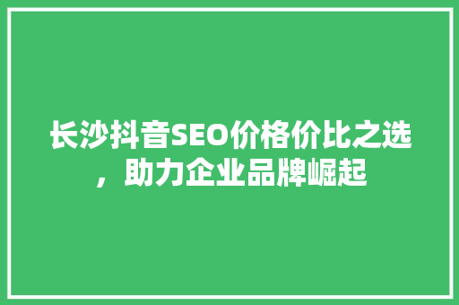 长沙抖音SEO价格价比之选，助力企业品牌崛起
