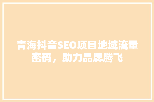 青海抖音SEO项目地域流量密码，助力品牌腾飞