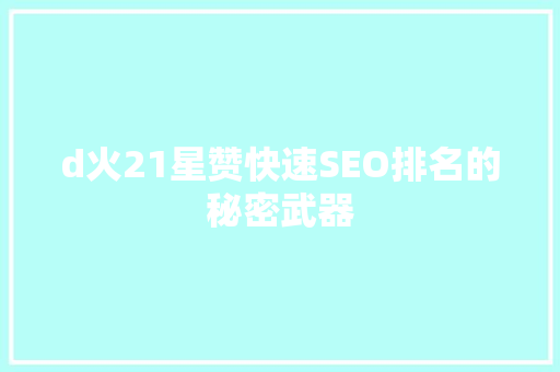 d火21星赞快速SEO排名的秘密武器