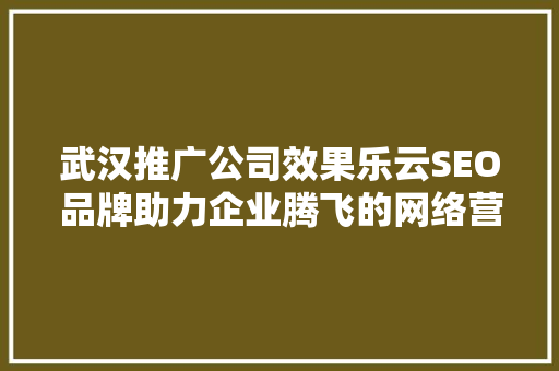 武汉推广公司效果乐云SEO品牌助力企业腾飞的网络营销利器