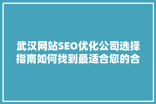 武汉网站SEO优化公司选择指南如何找到最适合您的合作伙伴