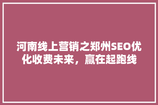 河南线上营销之郑州SEO优化收费未来，赢在起跑线