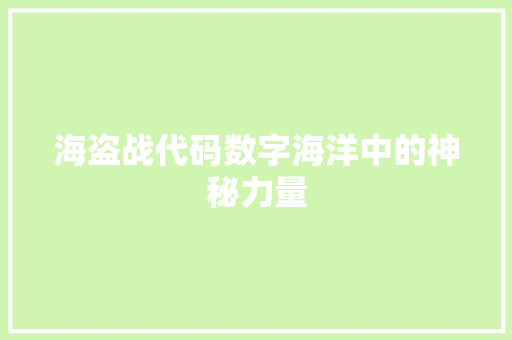 海盗战代码数字海洋中的神秘力量