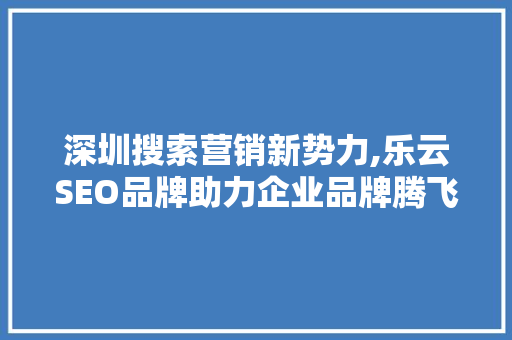 深圳搜索营销新势力,乐云SEO品牌助力企业品牌腾飞
