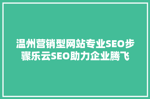 温州营销型网站专业SEO步骤乐云SEO助力企业腾飞