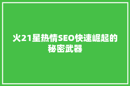 火21星热情SEO快速崛起的秘密武器