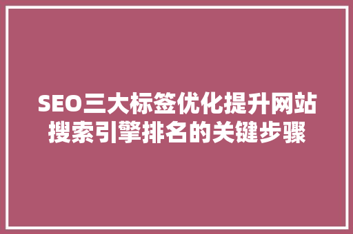 SEO三大标签优化提升网站搜索引擎排名的关键步骤