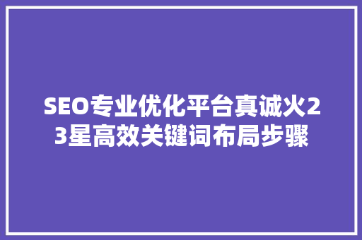 SEO专业优化平台真诚火23星高效关键词布局步骤  第1张