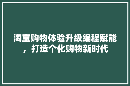 淘宝购物体验升级编程赋能，打造个化购物新时代