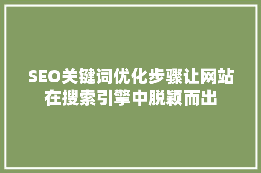 SEO关键词优化步骤让网站在搜索引擎中脱颖而出