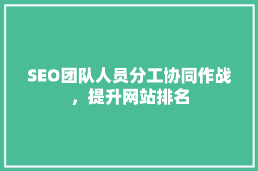 SEO团队人员分工协同作战，提升网站排名