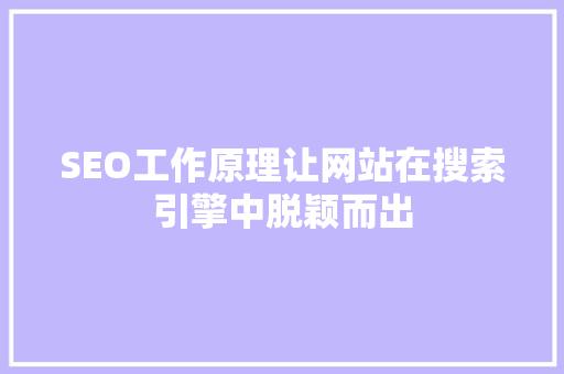 SEO工作原理让网站在搜索引擎中脱颖而出