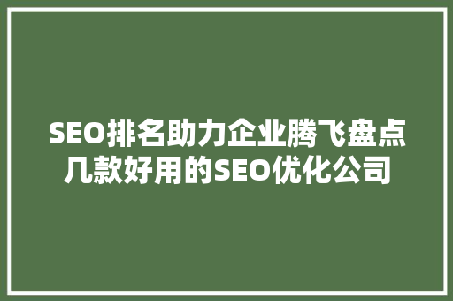 SEO排名助力企业腾飞盘点几款好用的SEO优化公司  第1张
