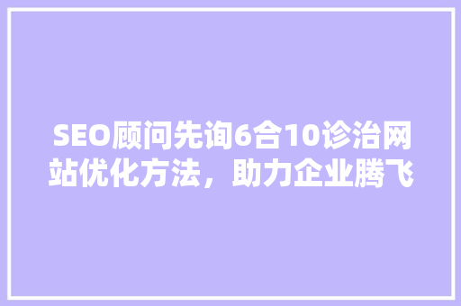 SEO顾问先询6合10诊治网站优化方法，助力企业腾飞