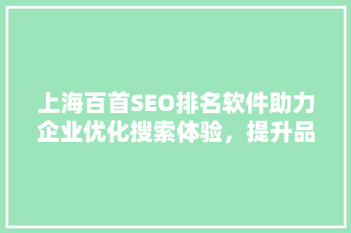 上海百首SEO排名软件助力企业优化搜索体验，提升品牌竞争力