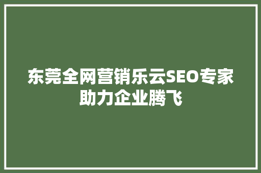 东莞全网营销乐云SEO专家助力企业腾飞
