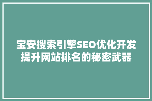 宝安搜索引擎SEO优化开发提升网站排名的秘密武器