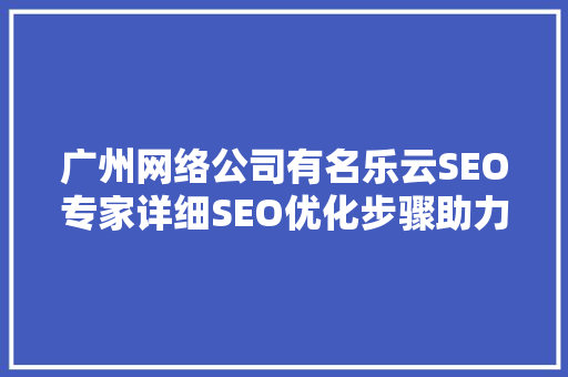 广州网络公司有名乐云SEO专家详细SEO优化步骤助力企业网站流量翻倍