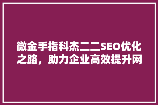 微金手指科杰二二SEO优化之路，助力企业高效提升网站排名