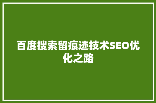 百度搜索留痕迹技术SEO优化之路