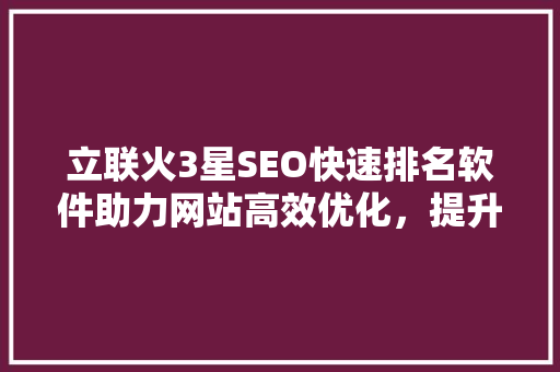 立联火3星SEO快速排名软件助力网站高效优化，提升在线竞争力