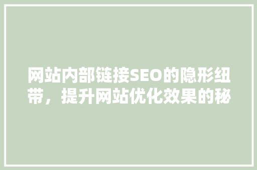 网站内部链接SEO的隐形纽带，提升网站优化效果的秘密武器