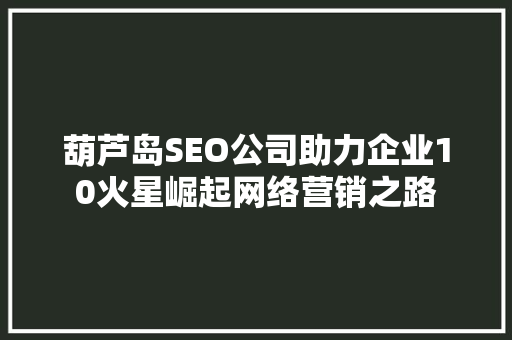 葫芦岛SEO公司助力企业10火星崛起网络营销之路