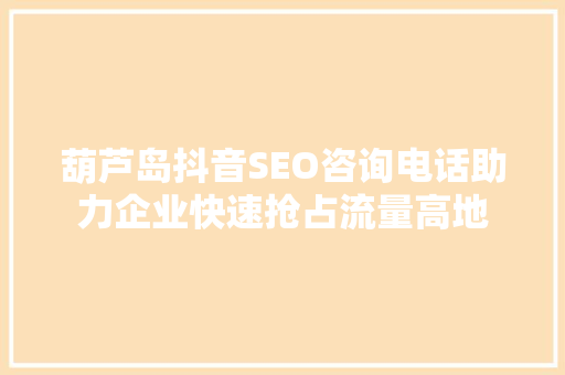 葫芦岛抖音SEO咨询电话助力企业快速抢占流量高地