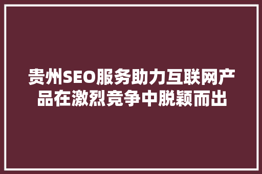 贵州SEO服务助力互联网产品在激烈竞争中脱颖而出