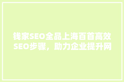 钱家SEO全品上海百首高效SEO步骤，助力企业提升网络竞争力  第1张