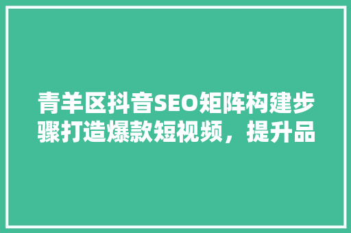 青羊区抖音SEO矩阵构建步骤打造爆款短视频，提升品牌影响力