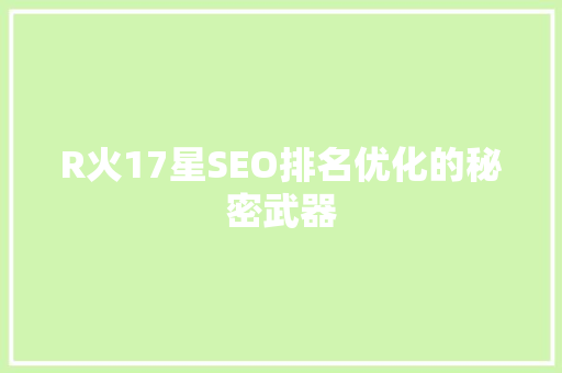 R火17星SEO排名优化的秘密武器