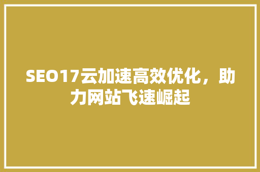 SEO17云加速高效优化，助力网站飞速崛起