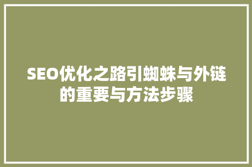 SEO优化之路引蜘蛛与外链的重要与方法步骤