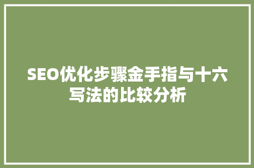 SEO优化步骤金手指与十六写法的比较分析