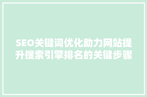 SEO关键词优化助力网站提升搜索引擎排名的关键步骤