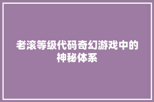 老滚等级代码奇幻游戏中的神秘体系