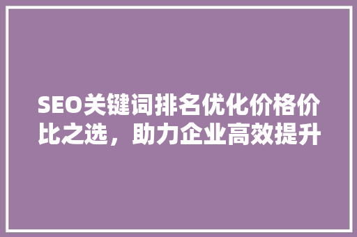 SEO关键词排名优化价格价比之选，助力企业高效提升在线竞争力