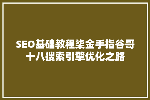 SEO基础教程柒金手指谷哥十八搜索引擎优化之路