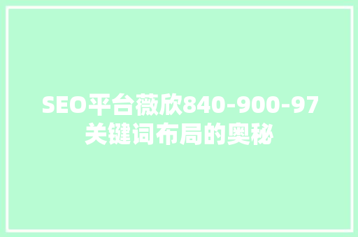 SEO平台薇欣840-900-97关键词布局的奥秘