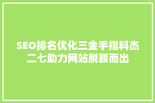 SEO排名优化三金手指科杰二七助力网站脱颖而出